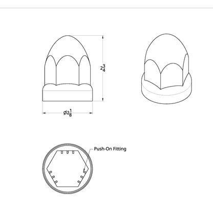 (60/CBOX) 33MM X 2 3/4" BULLET NUT COVER - PUSH-ON