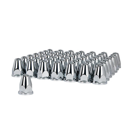 (60/CBOX) 33MM X 2-5/8" CHROME PLASTIC BULLET NUT COVER W/FLANGE - PUSH-ON