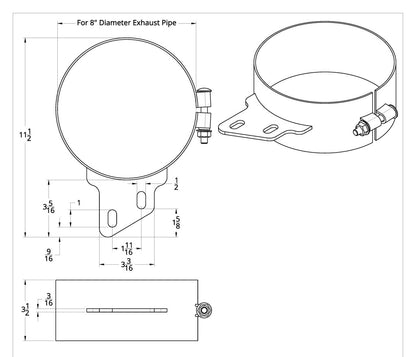 Stack Exhaust Butt Joint Clamp for 359/379 Peterbilt, 8-inch, Stainless Steel