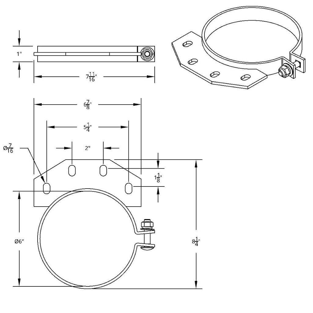 6" Chrome Exhaust Clamp for Peterbilt Ultra Cab