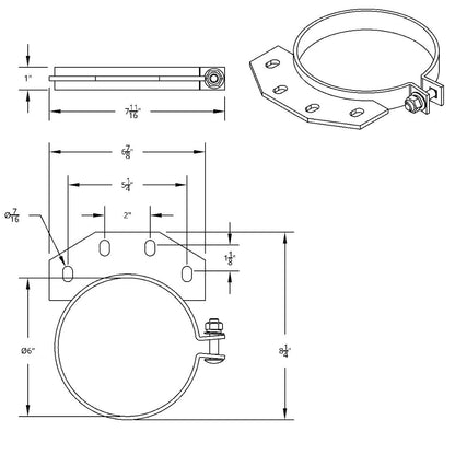 6" Chrome Exhaust Clamp for Peterbilt Ultra Cab