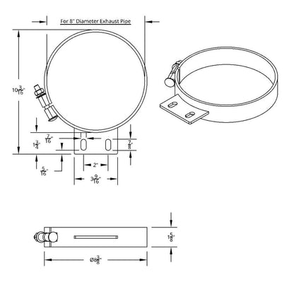 8" Chrome Cab Exhaust Clamp for Peterbilt Conventional 379 and 359, 1987-1993