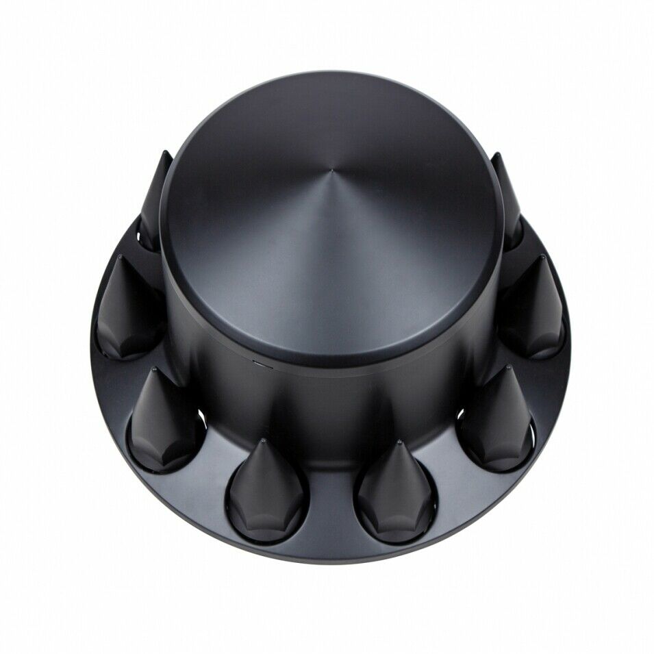 (2) - Matte Black Pointed Rear Axle Cover w/ 33mm Spike Thread-on Nut Cover