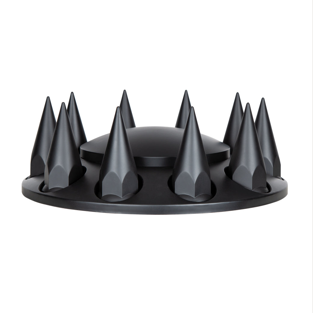 (2) - Matte Black Dome Front Axle Cover w/ 33mm Spike Thread-on Nut Cover