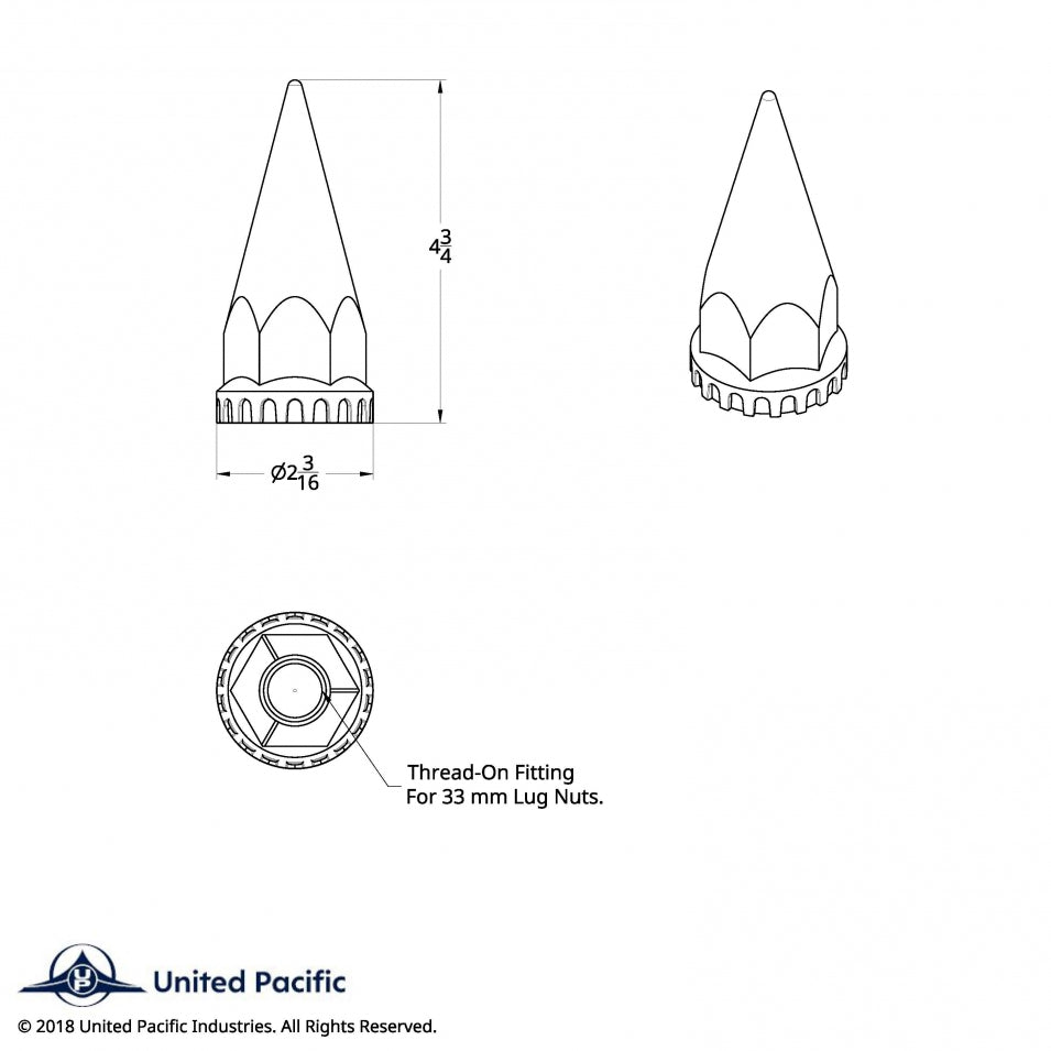 (60) Chrome Lug Nut Covers 33mm Thread-On Peterbilt Fits Kenworth Freightliner