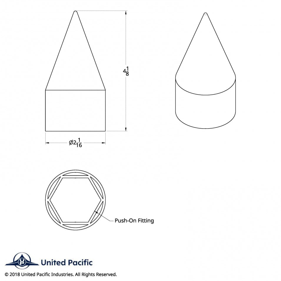 (60/CBOX) 1 1/2"x 4 1/8" SPIKE NUT COVER Push On Peterbilt Fits Kenworth Freightliner