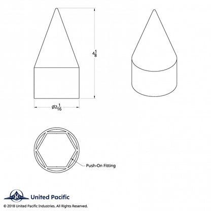 (60/CBOX) 1 1/2"x 4 1/8" SPIKE NUT COVER Push On Peterbilt Fits Kenworth Freightliner