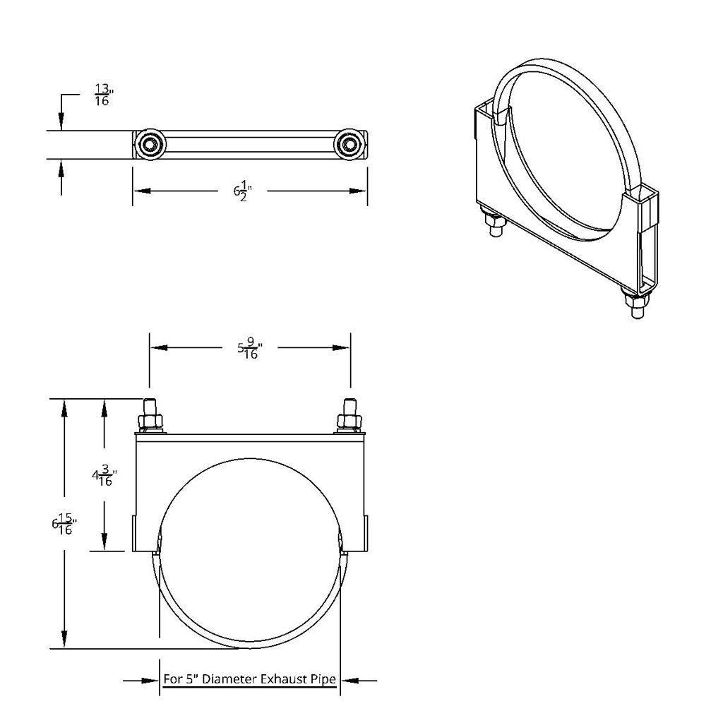 5” Polished Stainless-Steel U-Bolt Exhaust Clamp