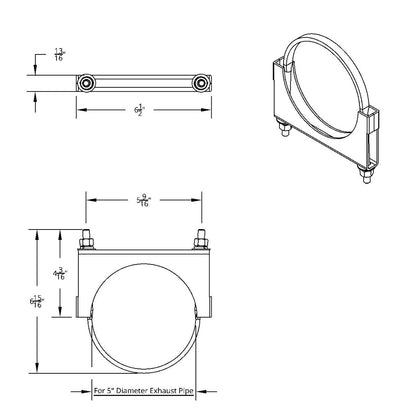 5” Polished Stainless-Steel U-Bolt Exhaust Clamp