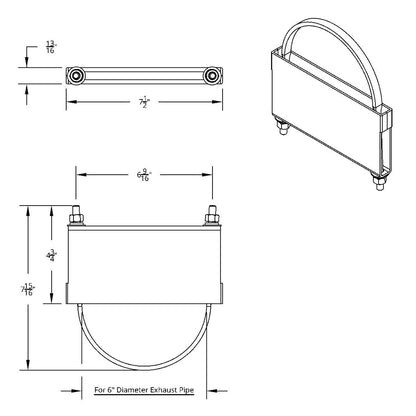 6” Polished Stainless-Steel U-Bolt Exhaust Clamp