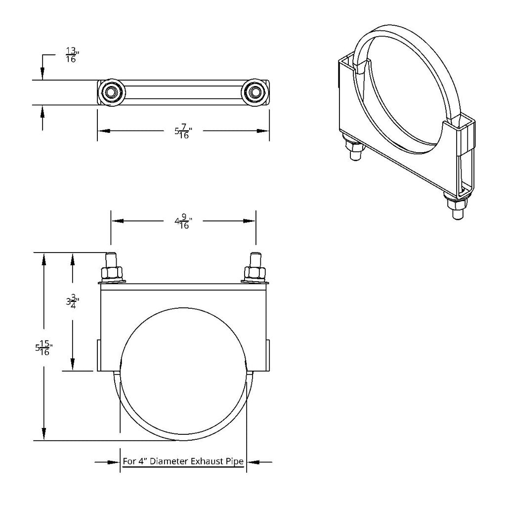 4” Polished Stainless-Steel U-Bolt Exhaust Clamp