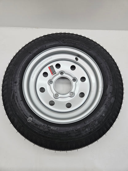 Trailer Camper 12" Silver 12x4JA / 5 Hole / Dexstar Wheel Rim / 480-12 Bias Ply Tire