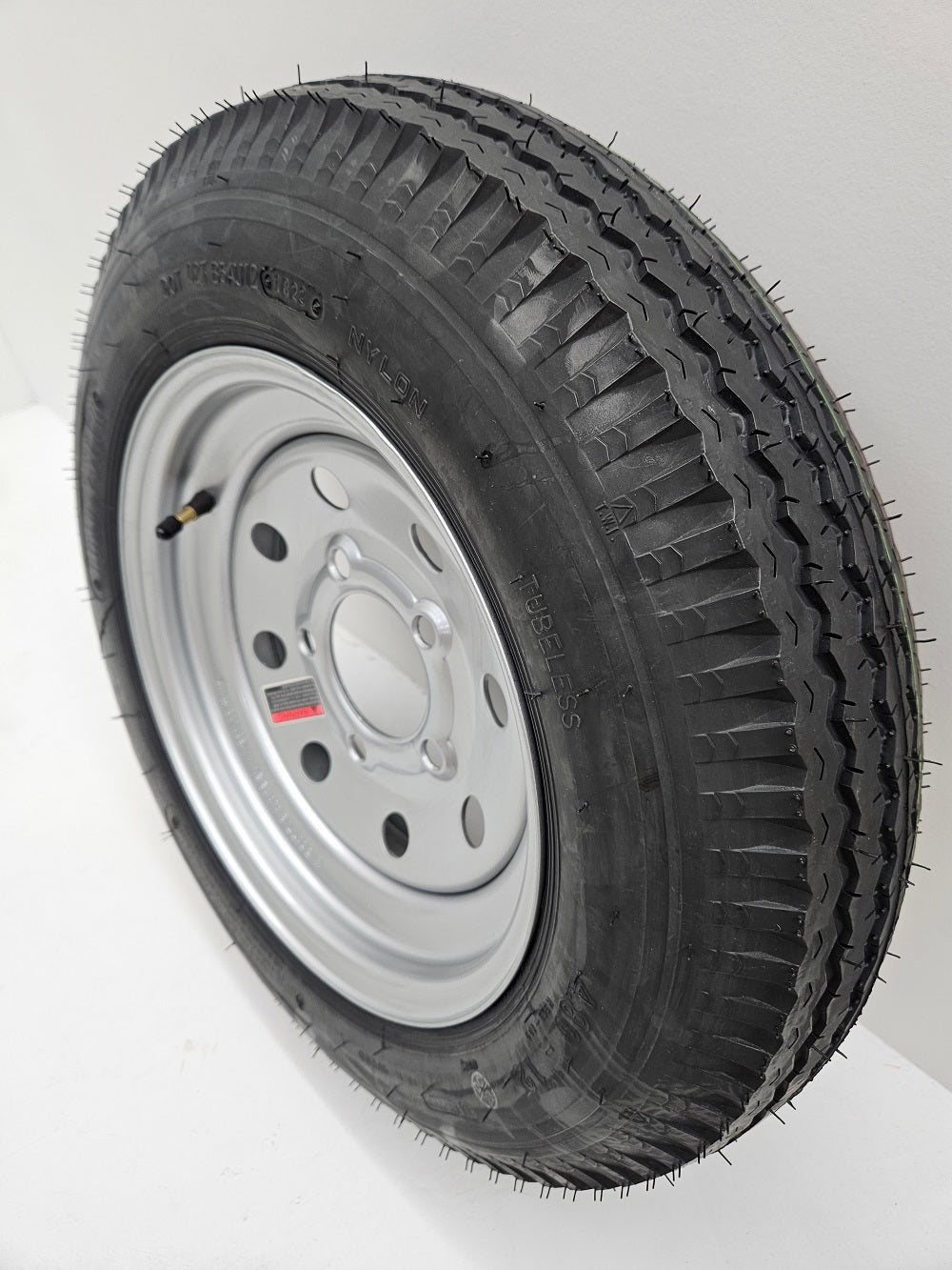 Trailer Camper 12" Silver 12x4JA / 5 Hole / Dexstar Wheel Rim / 480-12 Bias Ply Tire