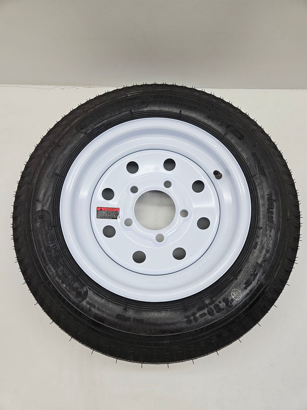 Trailer Camper 12" White 12x4JA / 5 Hole / Dexstar Wheel Rim / 480-12 Bias Ply Tire