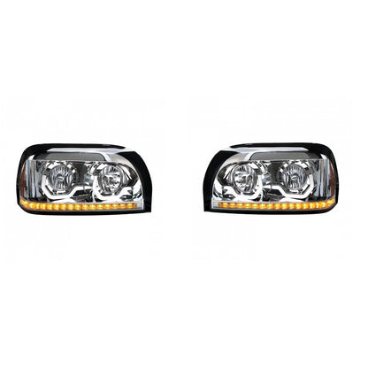 Freightliner Century Chrome Projection Headlight w/ LED Turn Signal & Light Bar