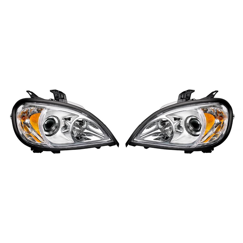 (1) Pair of Chrome Projection Headlights For 1996-2020 Freightliner Columbia