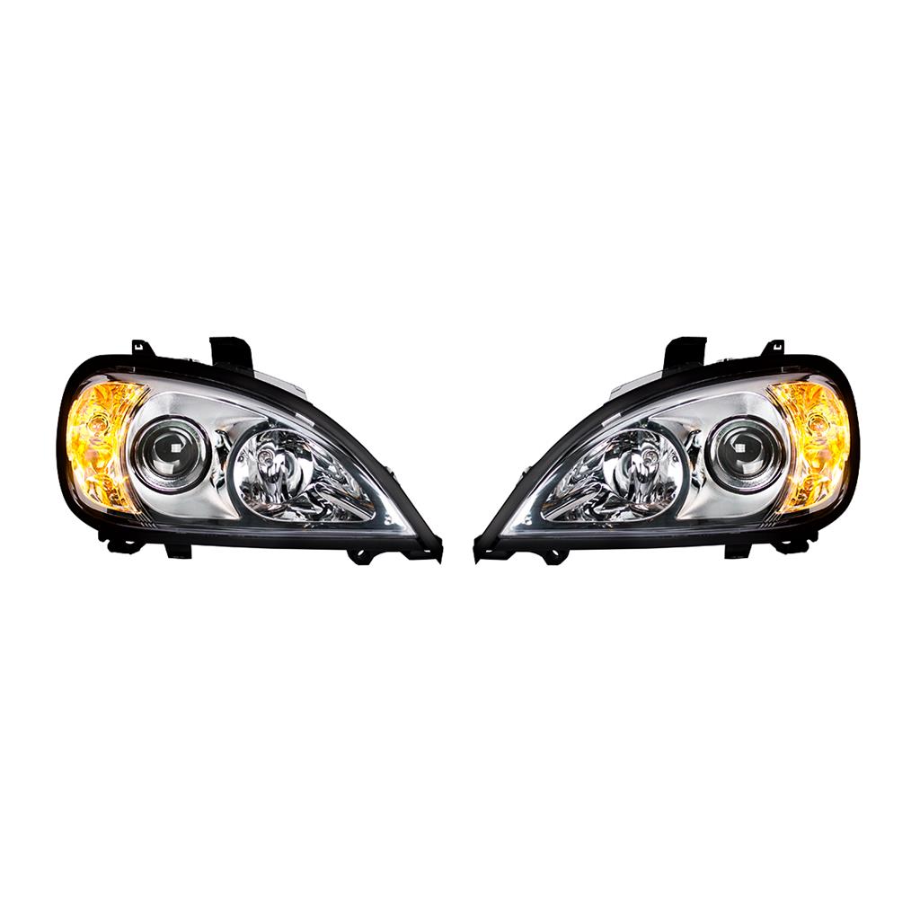 (1) Pair of Chrome Projection Headlights For 1996-2020 Freightliner Columbia