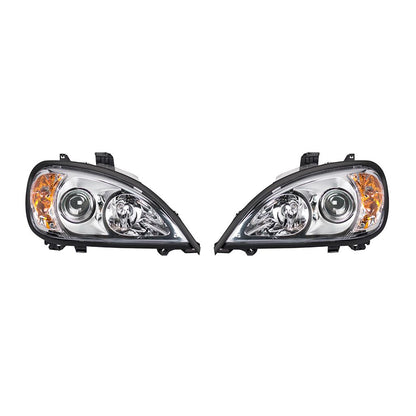 (1) Pair of Chrome Projection Headlights For 1996-2020 Freightliner Columbia