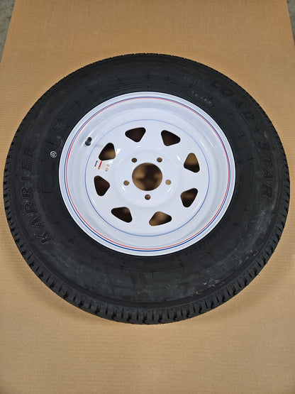 Trailer Camper 15" White 15x5x4.5 Dexstar Wheel Rim - ST205/75R15 Radial Load D Tire