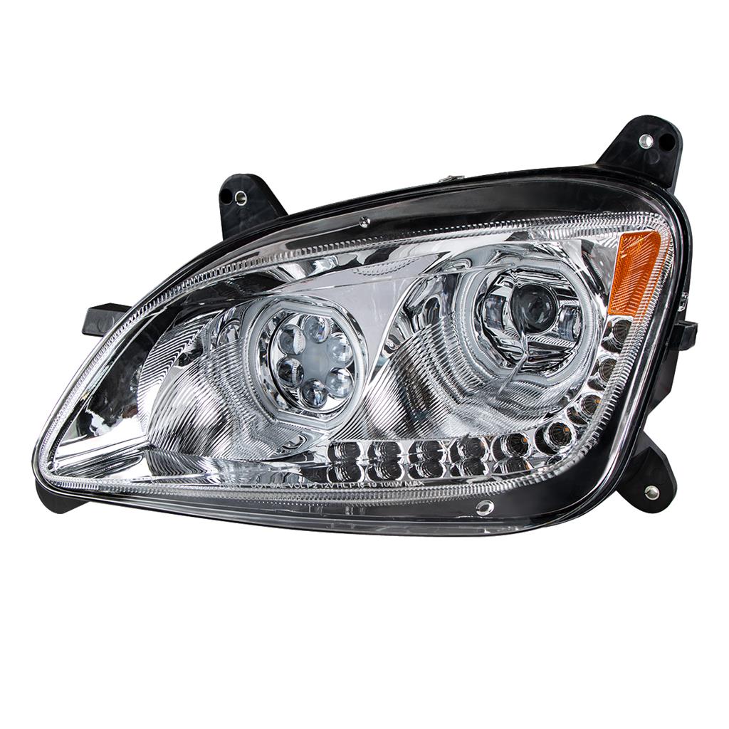 Pair Chrome 10 LED Headlight for Peterbilt 587 2010-2016 & 579 2012-2021 RH & LH