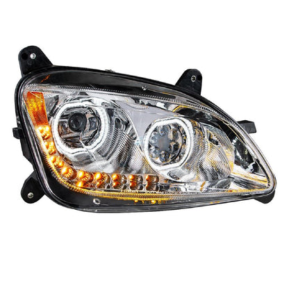 Pair Chrome 10 LED Headlight for Peterbilt 587 2010-2016 & 579 2012-2021 RH & LH